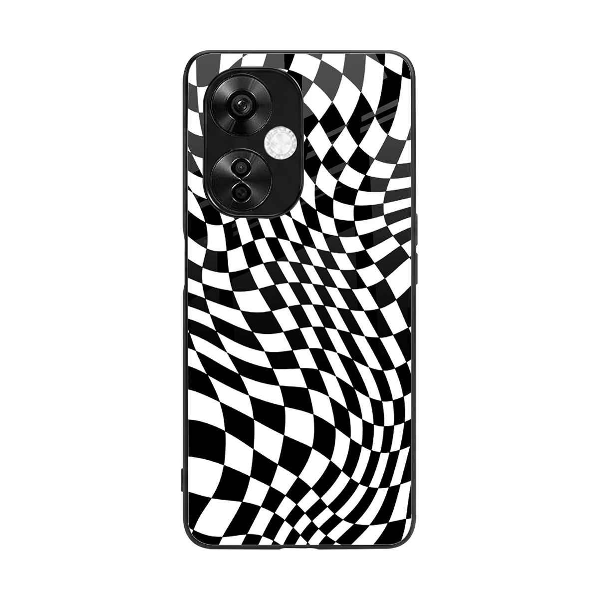 Trippy BW Checkers back phone cover | glass case for oneplus nord ce 3 lite