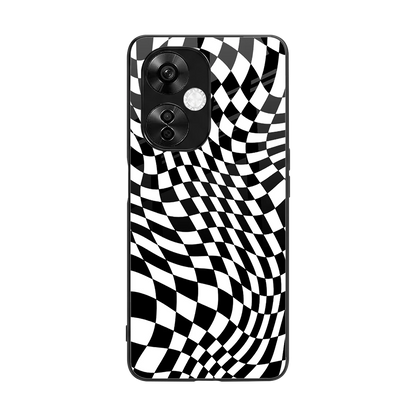 Trippy BW Checkers back phone cover | glass case for oneplus nord ce 3 lite