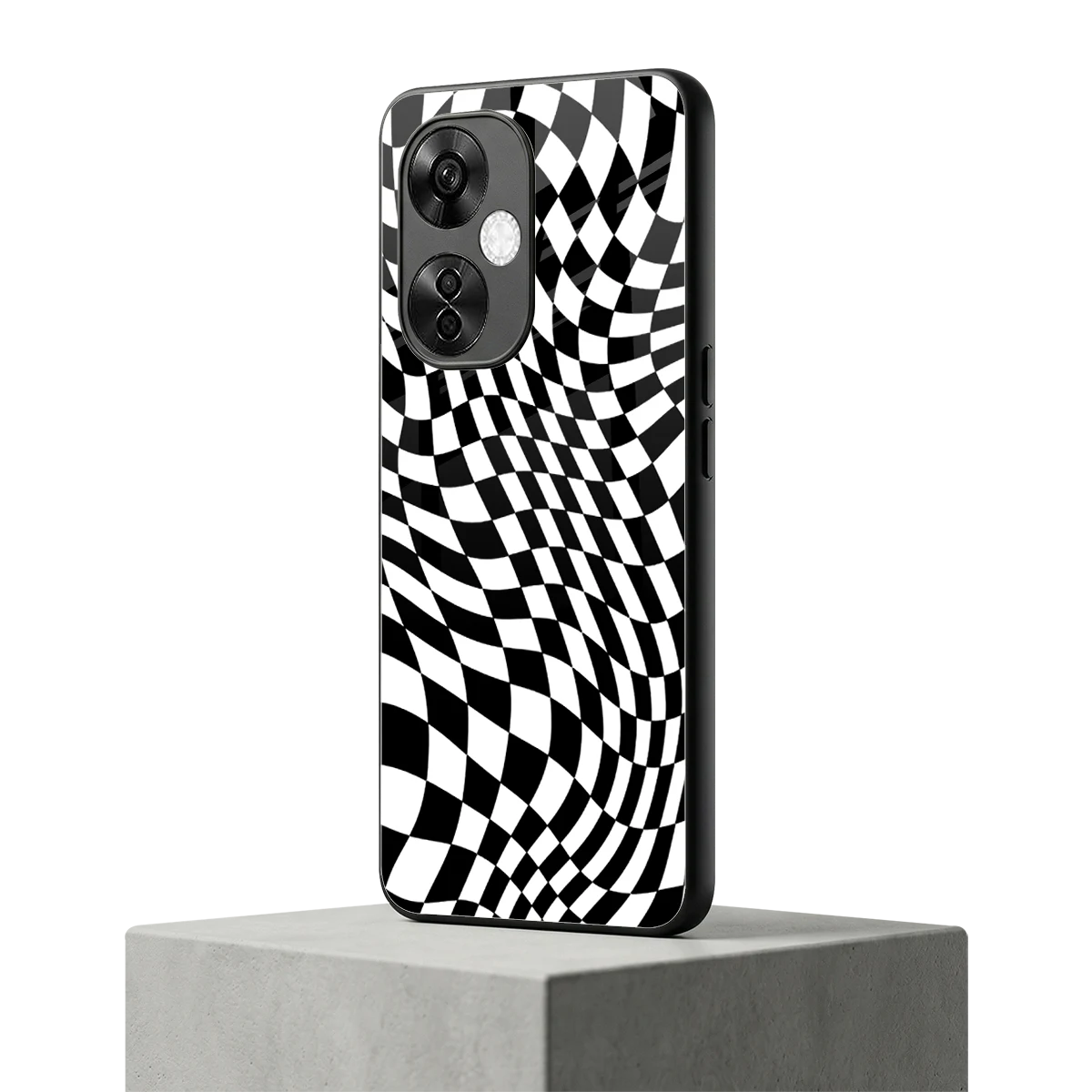 Trippy BW Checkers oneplus nord ce 3 lite mobile cover | shockproof glass phone case