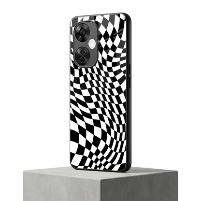 Trippy BW Checkers oneplus nord ce 3 lite mobile cover | shockproof glass phone case