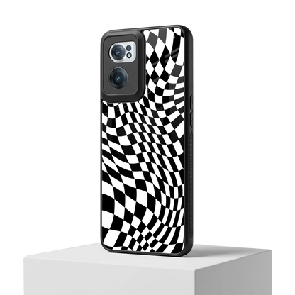 Trippy BW Checkers oneplus nord ce 2 mobile cover | shockproof glass phone case