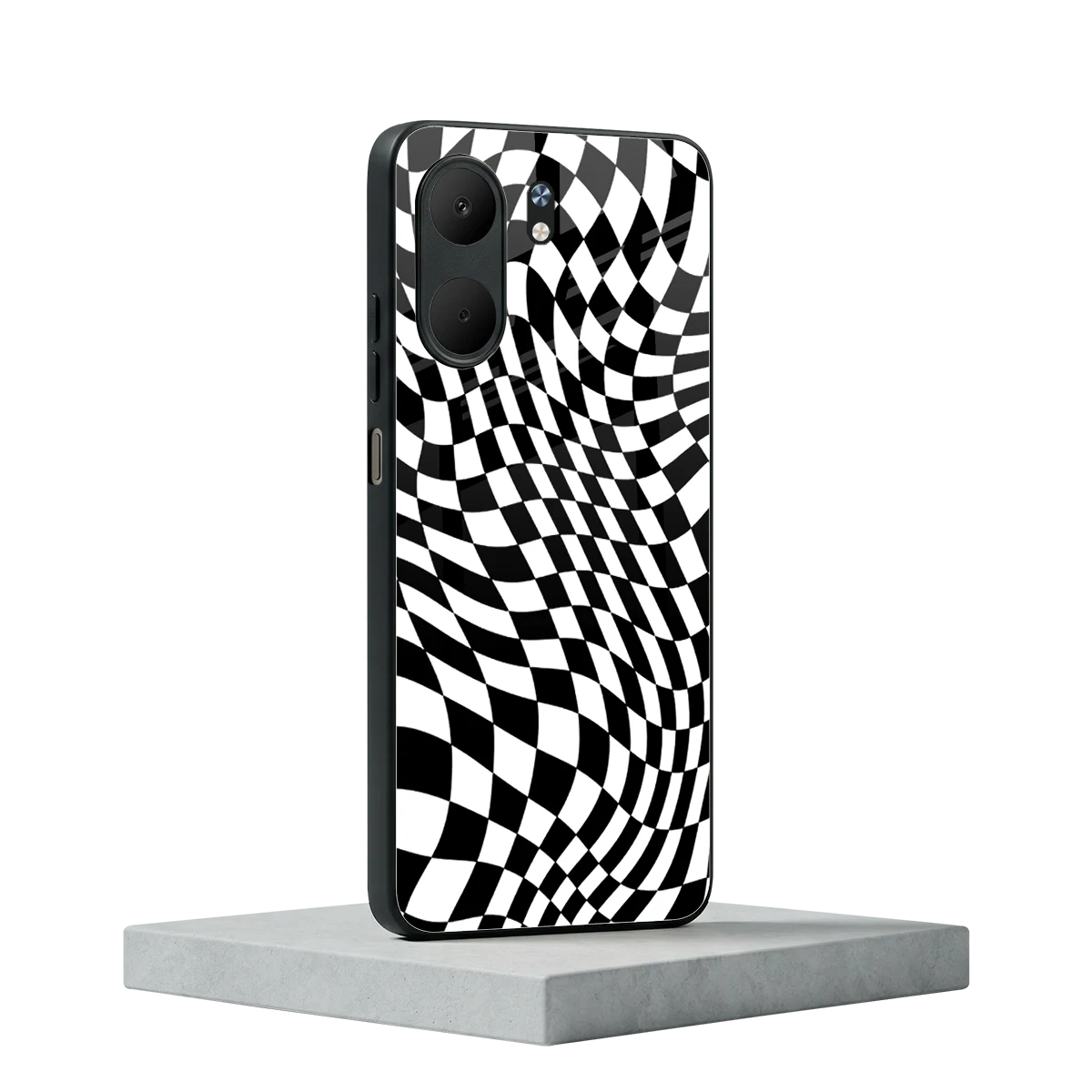 Trippy BW Checkers oppo a5x 5g mobile cover | shockproof glass phone case