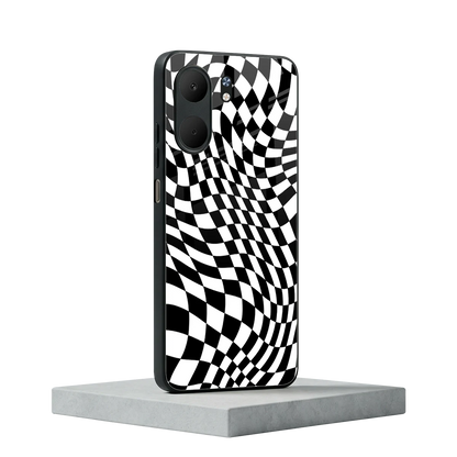 Trippy BW Checkers oppo a5x 5g mobile cover | shockproof glass phone case