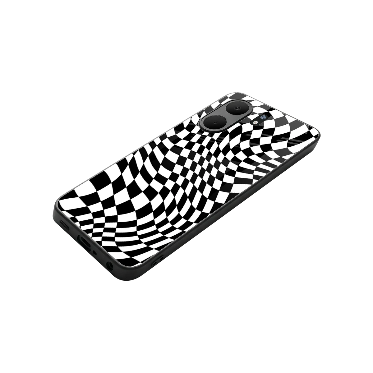 Trippy BW Checkers stylish phone case for oppo a5x 5g | glossy glass and slim fit