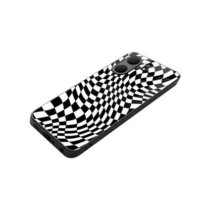 Trippy BW Checkers stylish phone case for oppo a5x 5g | glossy glass and slim fit