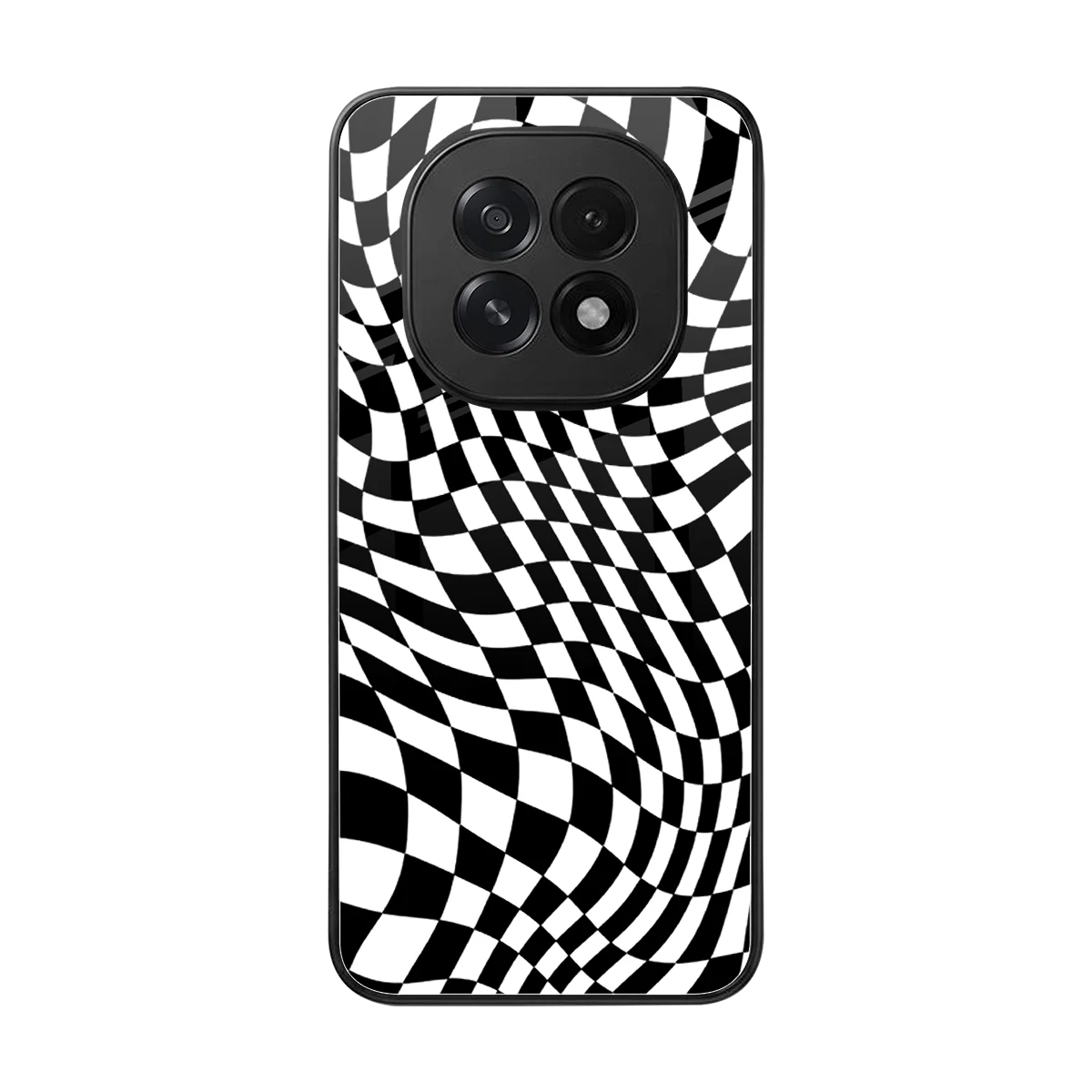 Trippy BW Checkers back phone cover | glass case for oppo f29 5g