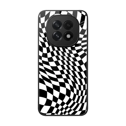 Trippy BW Checkers back phone cover | glass case for oppo f29 5g
