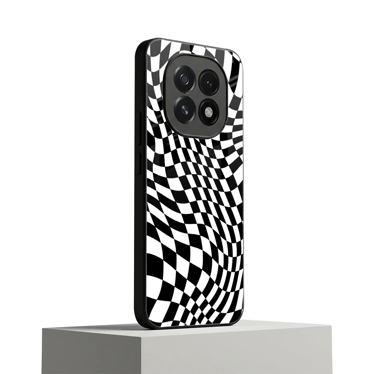 Trippy BW Checkers oppo f29 5g mobile cover | shockproof glass phone case