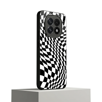 Trippy BW Checkers oppo f29 5g mobile cover | shockproof glass phone case