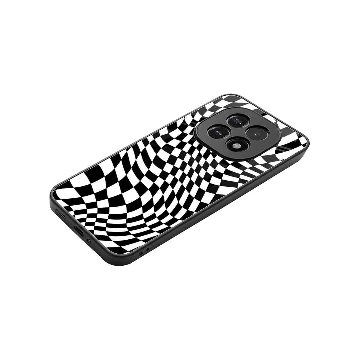 Trippy BW Checkers stylish phone case for oppo f29 5g | glossy glass and slim fit