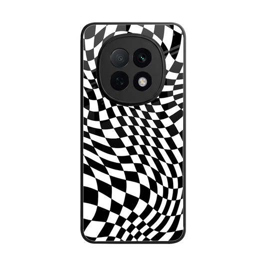 Trippy BW Checkers back phone cover | glass case for oppo f29 pro 5g