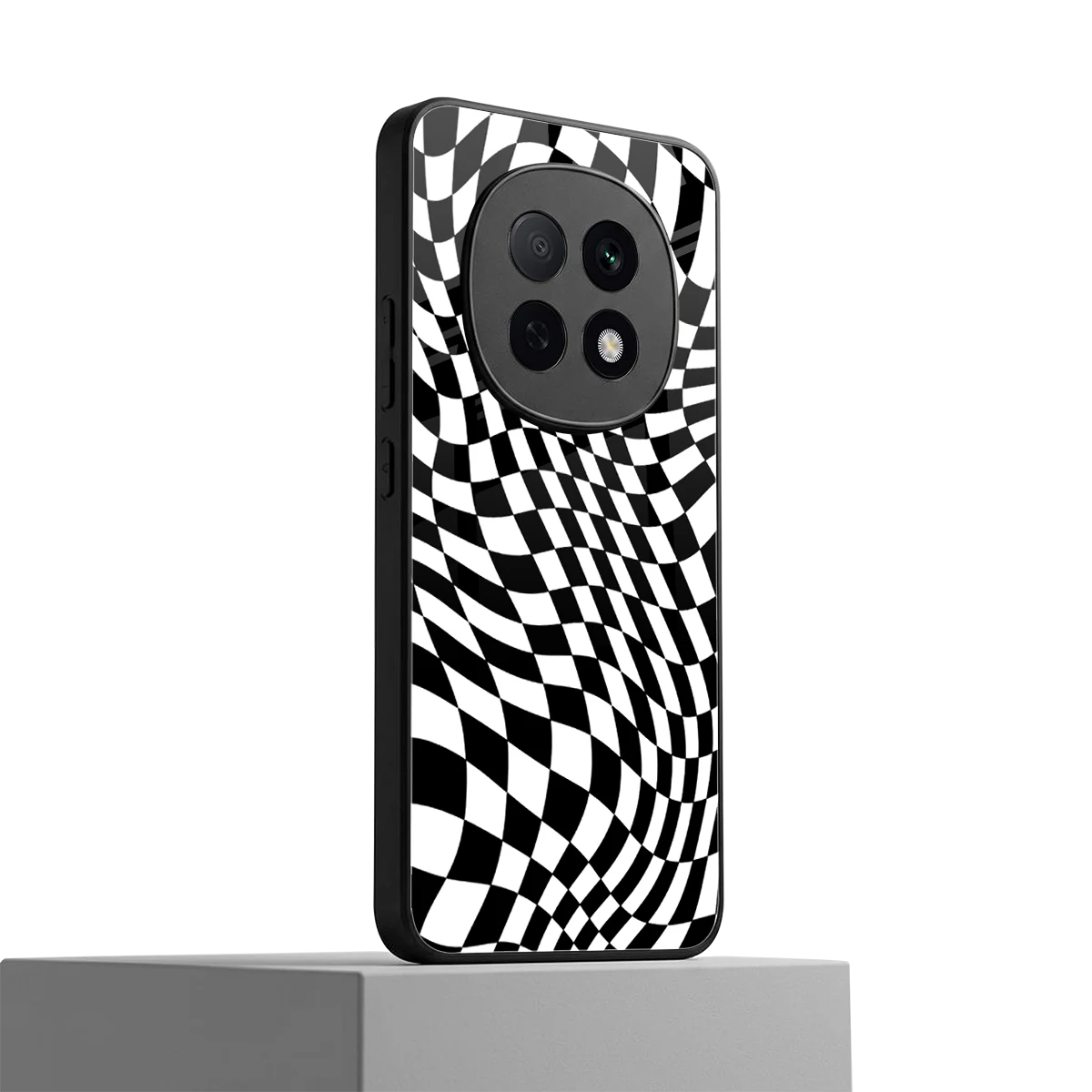 Trippy BW Checkers oppo f29 pro 5g mobile cover | shockproof glass phone case