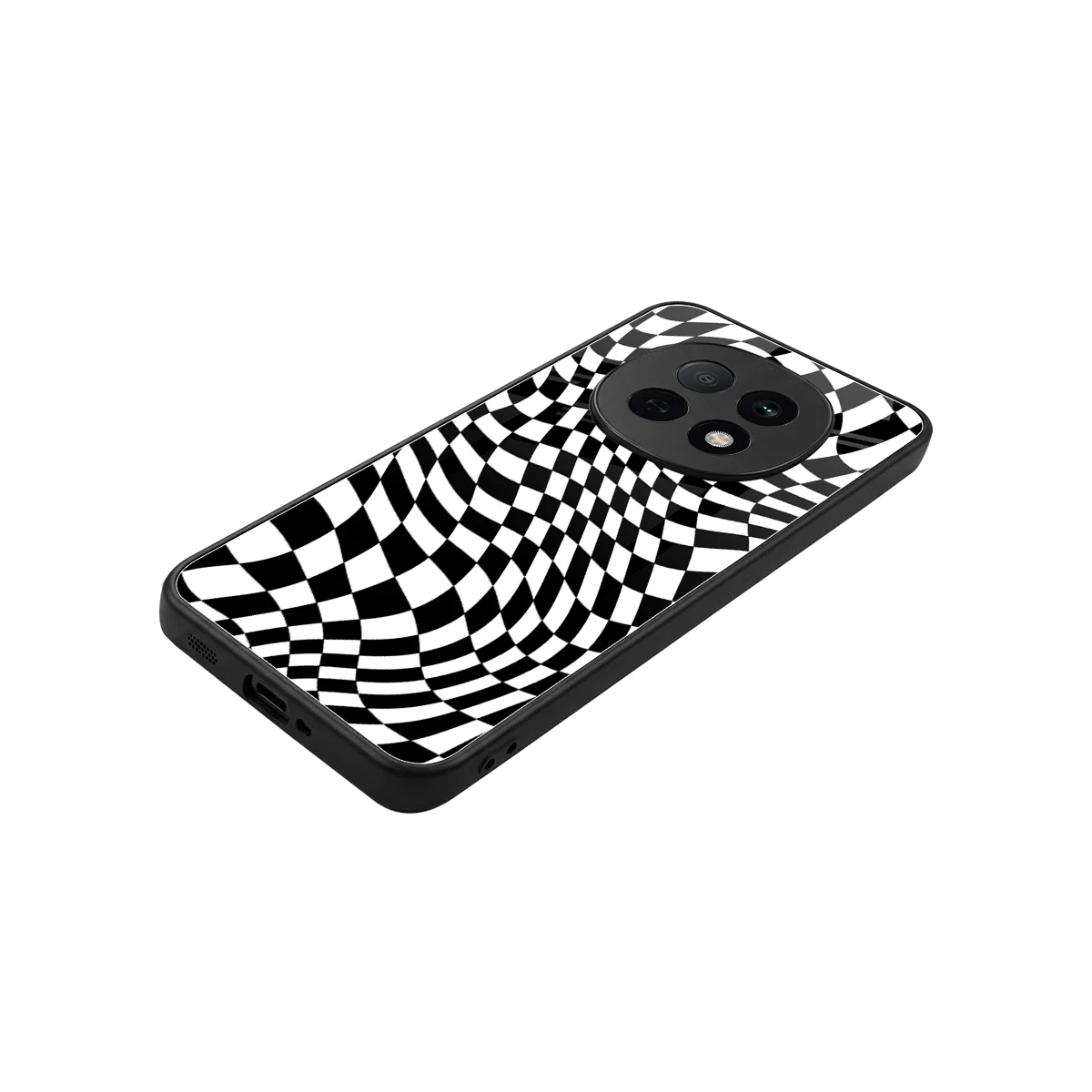 Trippy BW Checkers stylish phone case for oppo f29 pro 5g | glossy glass and slim fit