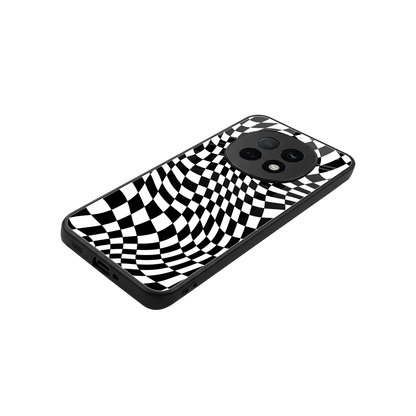 Trippy BW Checkers stylish phone case for oppo f29 pro 5g | glossy glass and slim fit