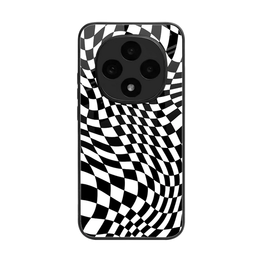 Trippy BW Checkers back phone cover | glass case for oppo f31 pro 5g