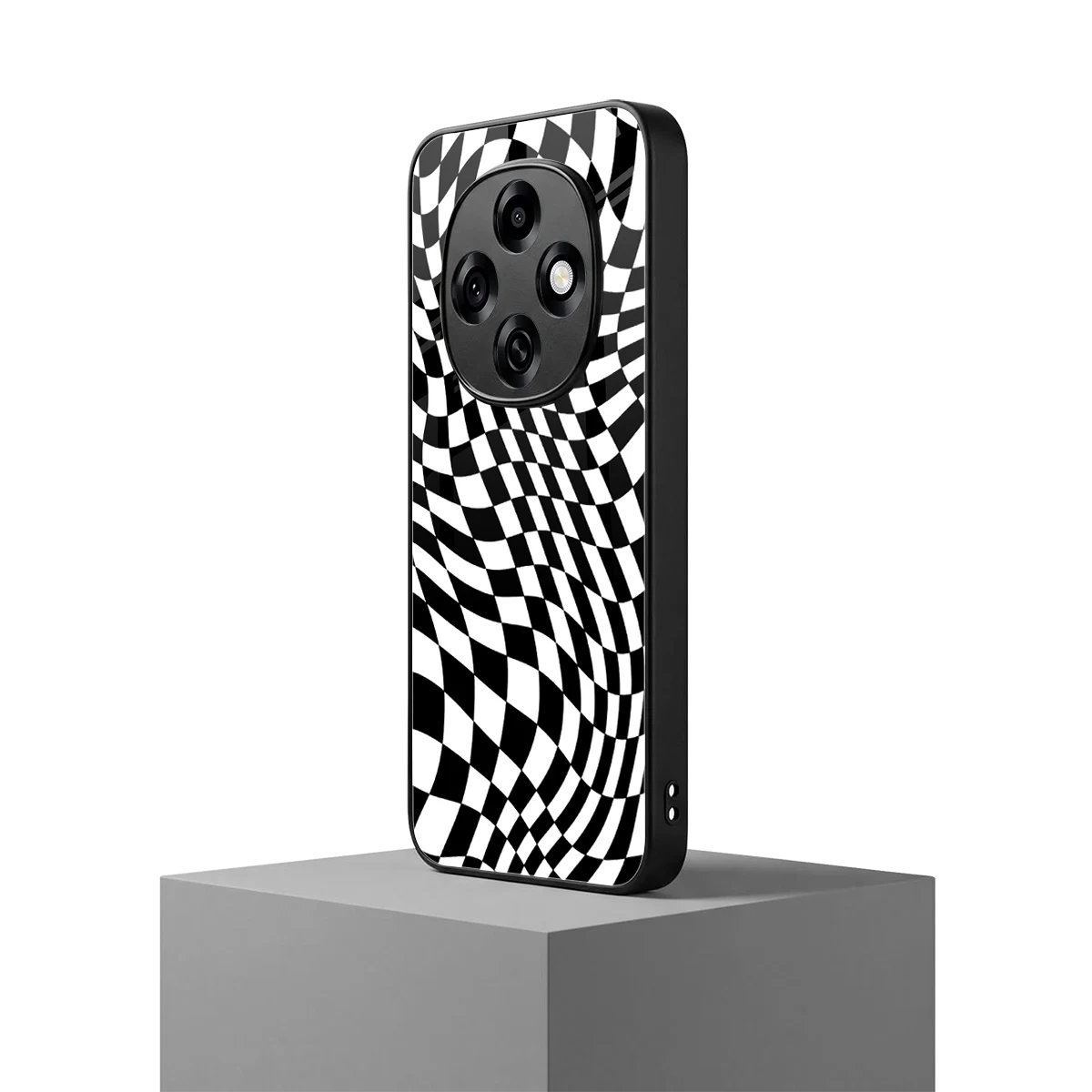 Trippy BW Checkers oppo f31 pro 5g mobile cover | shockproof glass phone case