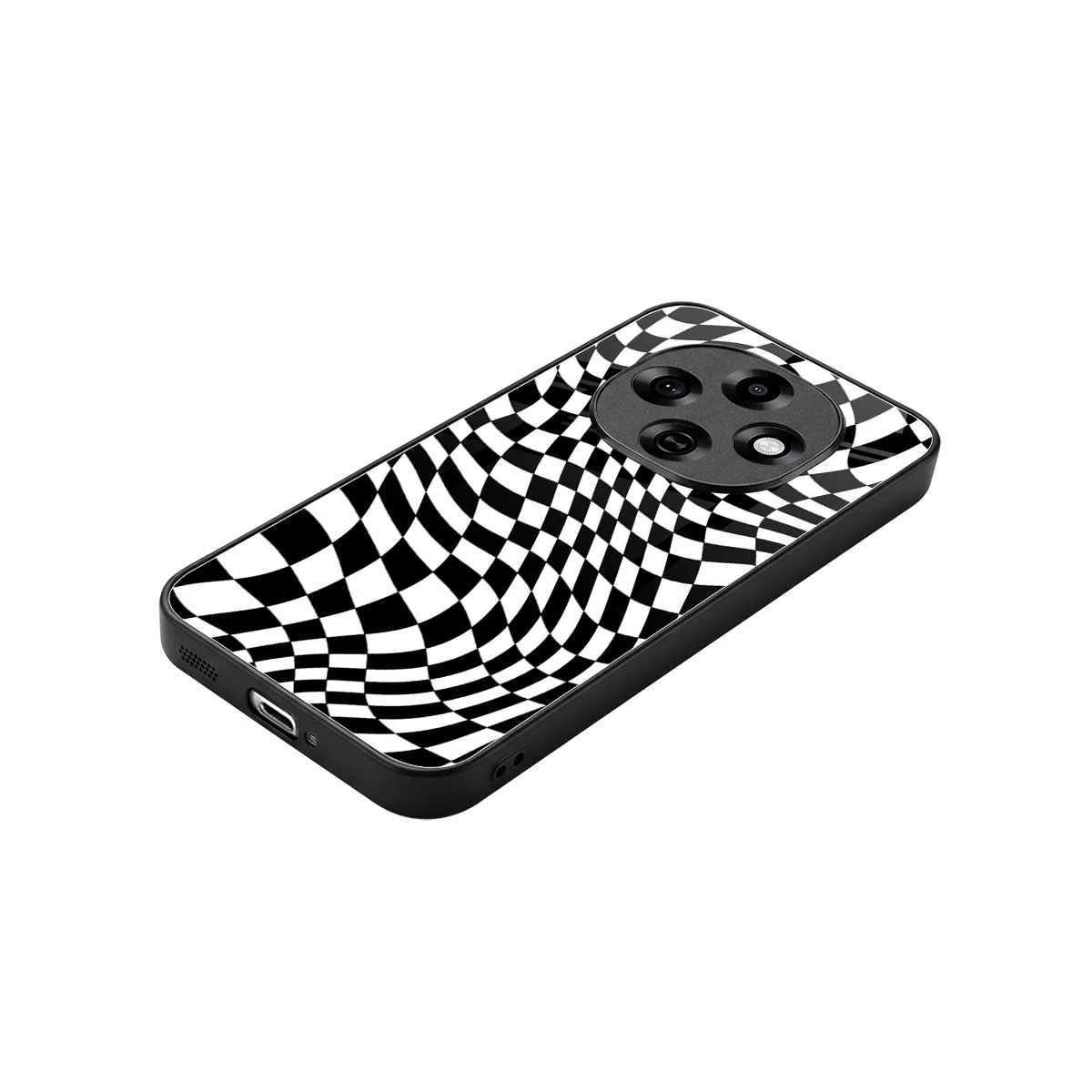 Trippy BW Checkers stylish phone case for oppo f31 pro 5g | glossy glass and slim fit