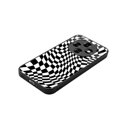 Trippy BW Checkers stylish phone case for oppo f31 pro 5g | glossy glass and slim fit