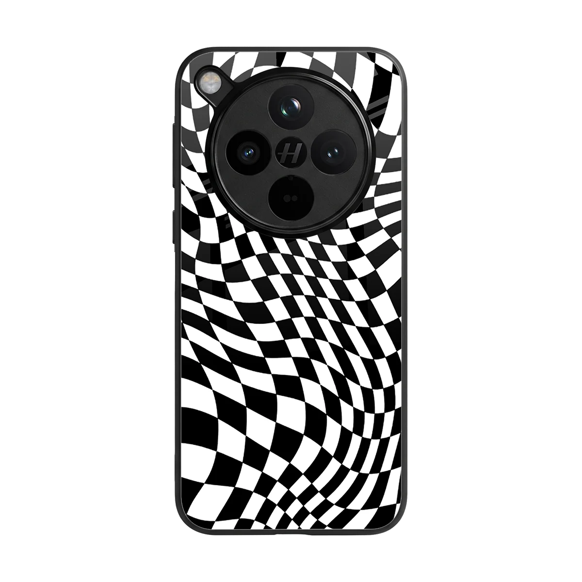 Trippy BW Checkers back phone cover | glass case for oppo find x8
