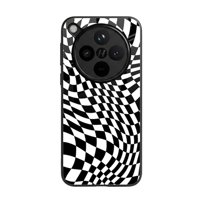 Trippy BW Checkers back phone cover | glass case for oppo find x8