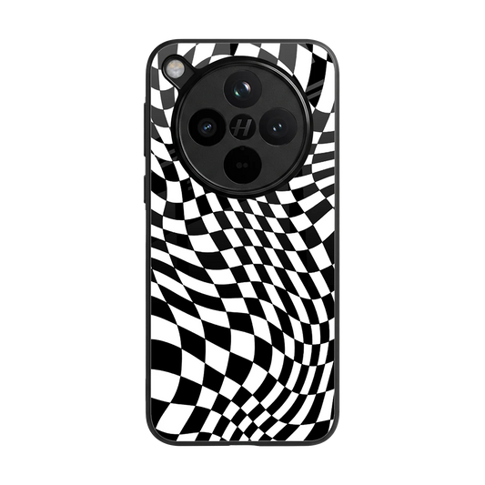 Trippy BW Checkers back phone cover | glass case for oppo find x8