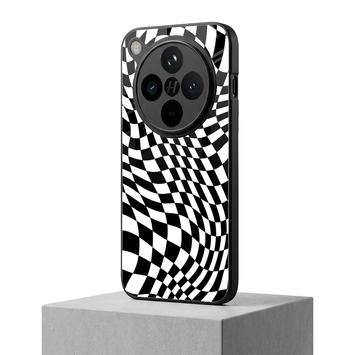 Trippy BW Checkers oppo find x8 mobile cover | shockproof glass phone case