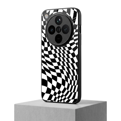 Trippy BW Checkers oppo find x8 mobile cover | shockproof glass phone case
