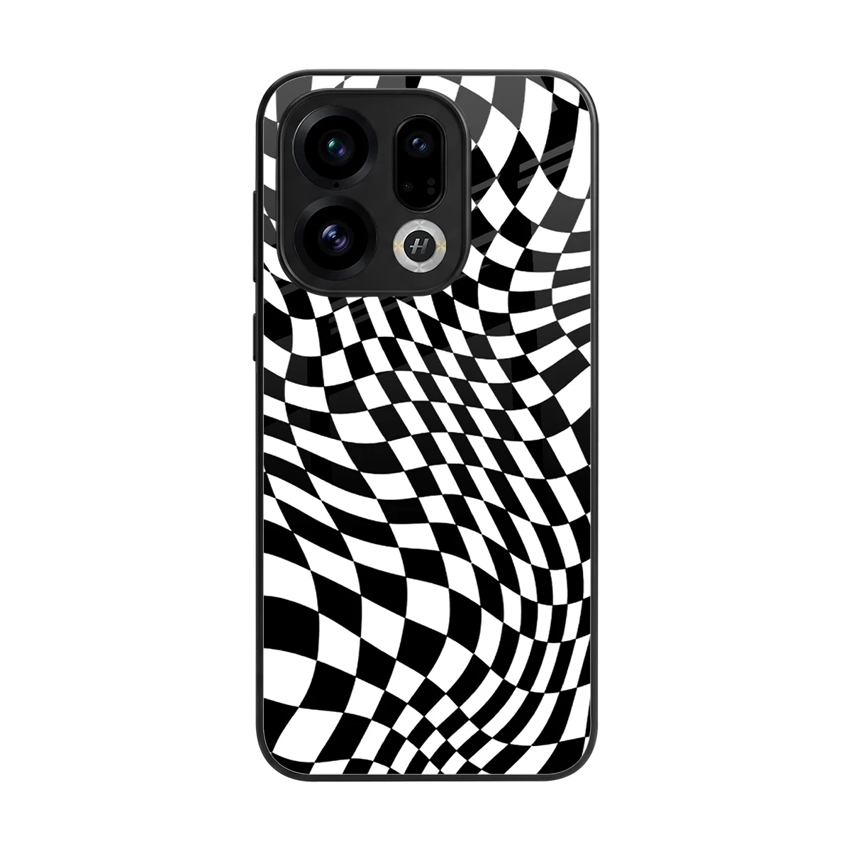 Trippy BW Checkers back phone cover | glass case for oppo find x9