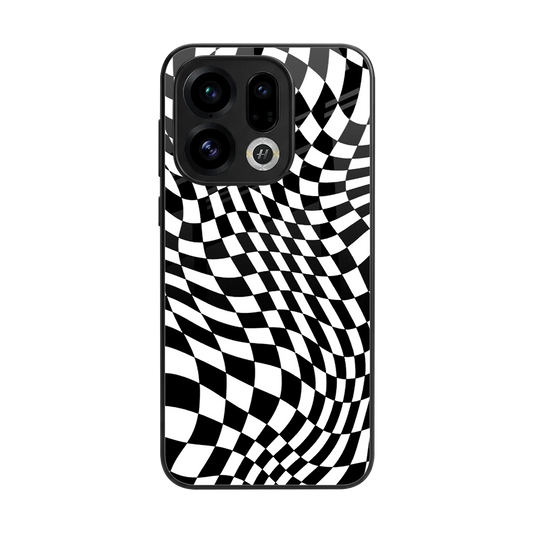 Trippy BW Checkers back phone cover | glass case for oppo find x9