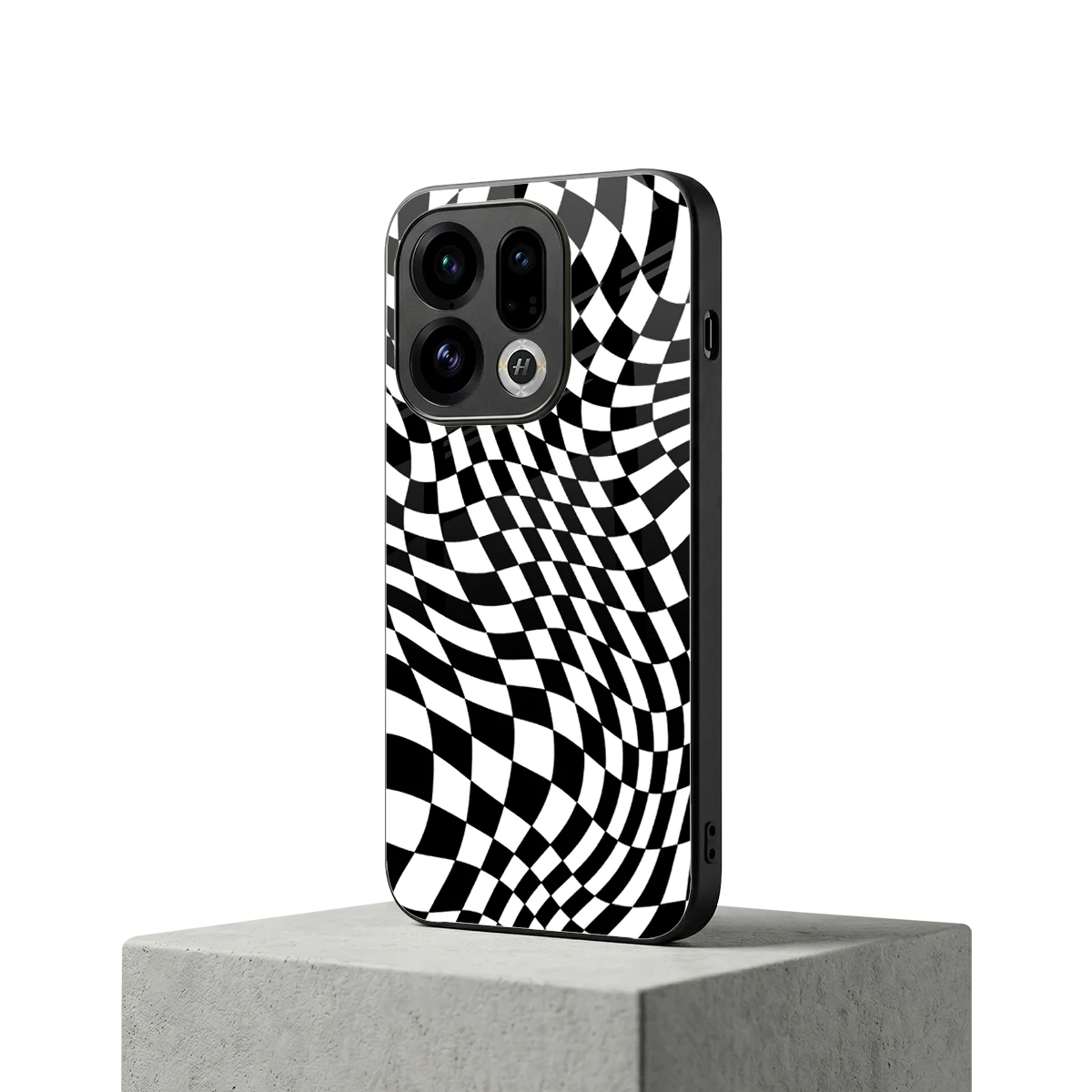 Trippy BW Checkers oppo find x9 mobile cover | shockproof glass phone case
