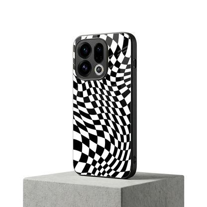 Trippy BW Checkers oppo find x9 mobile cover | shockproof glass phone case