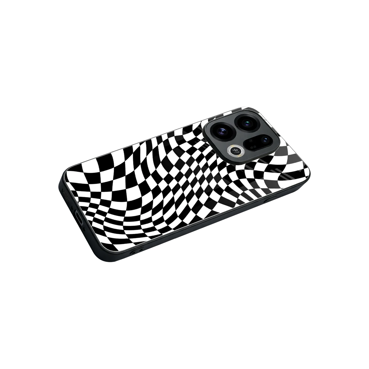 Trippy BW Checkers stylish phone case for oppo find x9 | glossy glass and slim fit
