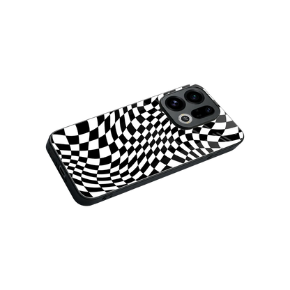 Trippy BW Checkers stylish phone case for oppo find x9 | glossy glass and slim fit