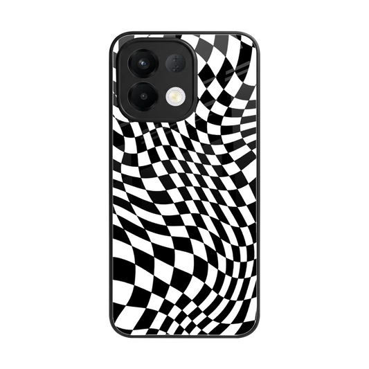 Trippy BW Checkers back phone cover | glass case for oppo k13 5g