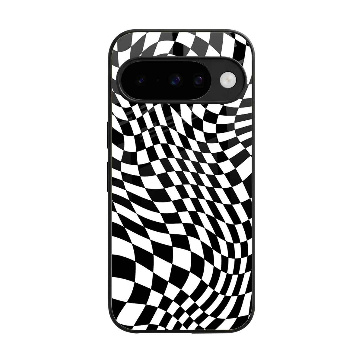 Trippy BW Checkers back phone cover | glass case for google pixel 10