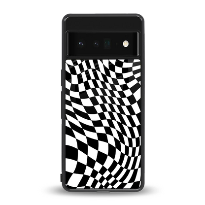 Trippy BW Checkers back phone cover | glass case for google pixel 6 pro