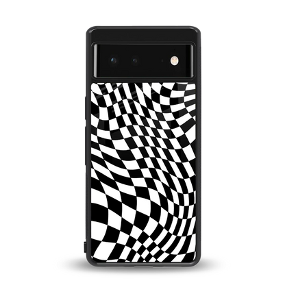 Trippy BW Checkers back phone cover | glass case for google pixel 6