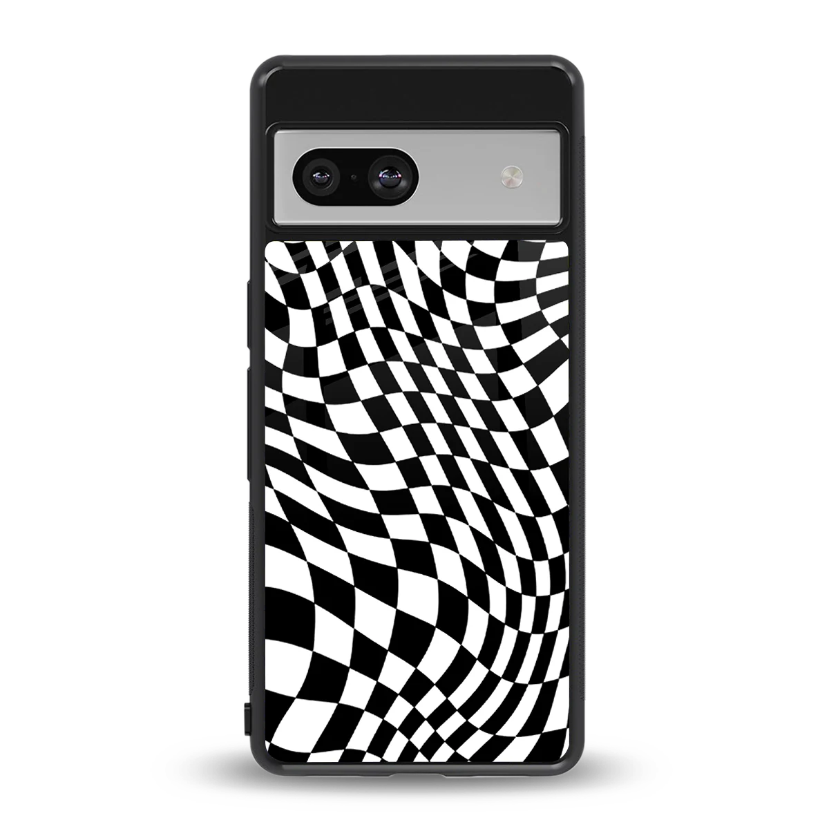 Trippy BW Checkers back phone cover | glass case for google pixel 7a