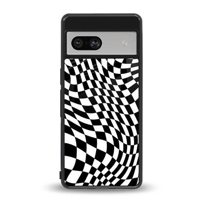 Trippy BW Checkers back phone cover | glass case for google pixel 7a