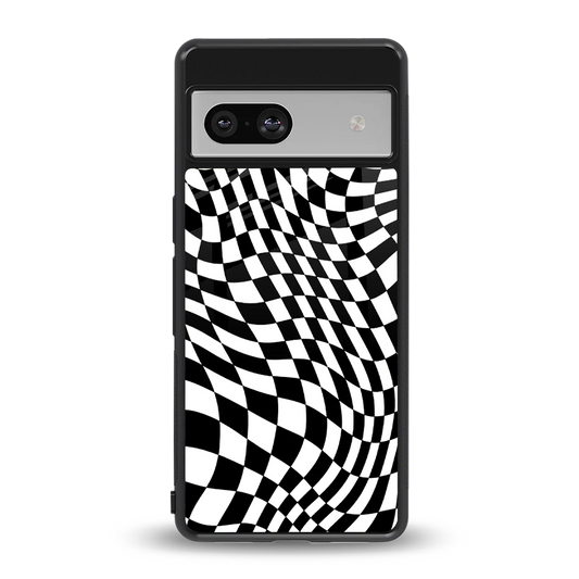 Trippy BW Checkers back phone cover | glass case for google pixel 7