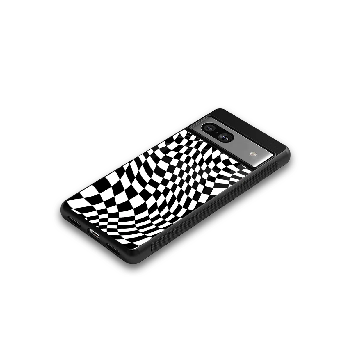 Trippy BW Checkers google pixel 7a mobile cover | shockproof glass phone case