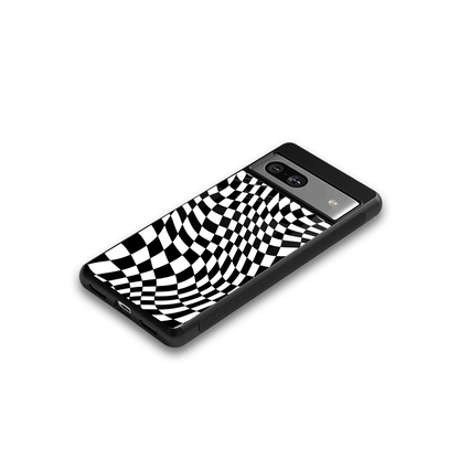 Trippy BW Checkers google pixel 7 mobile cover | shockproof glass phone case