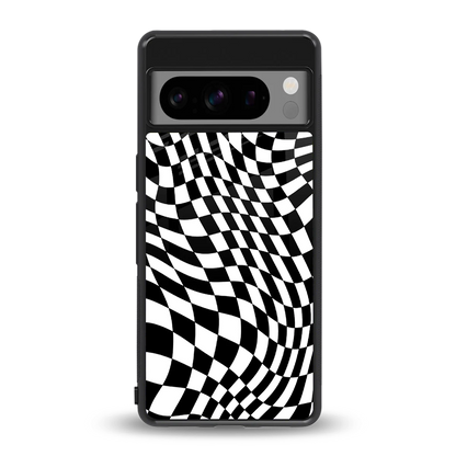 Trippy BW Checkers back phone cover | glass case for google pixel 8 pro