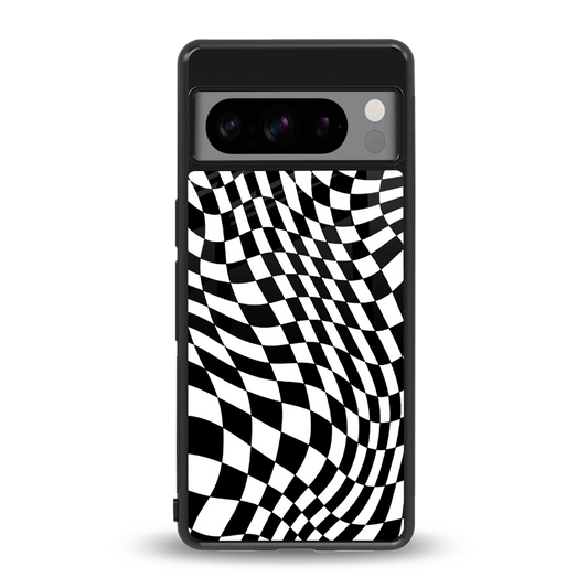 Trippy BW Checkers back phone cover | glass case for google pixel 8 pro