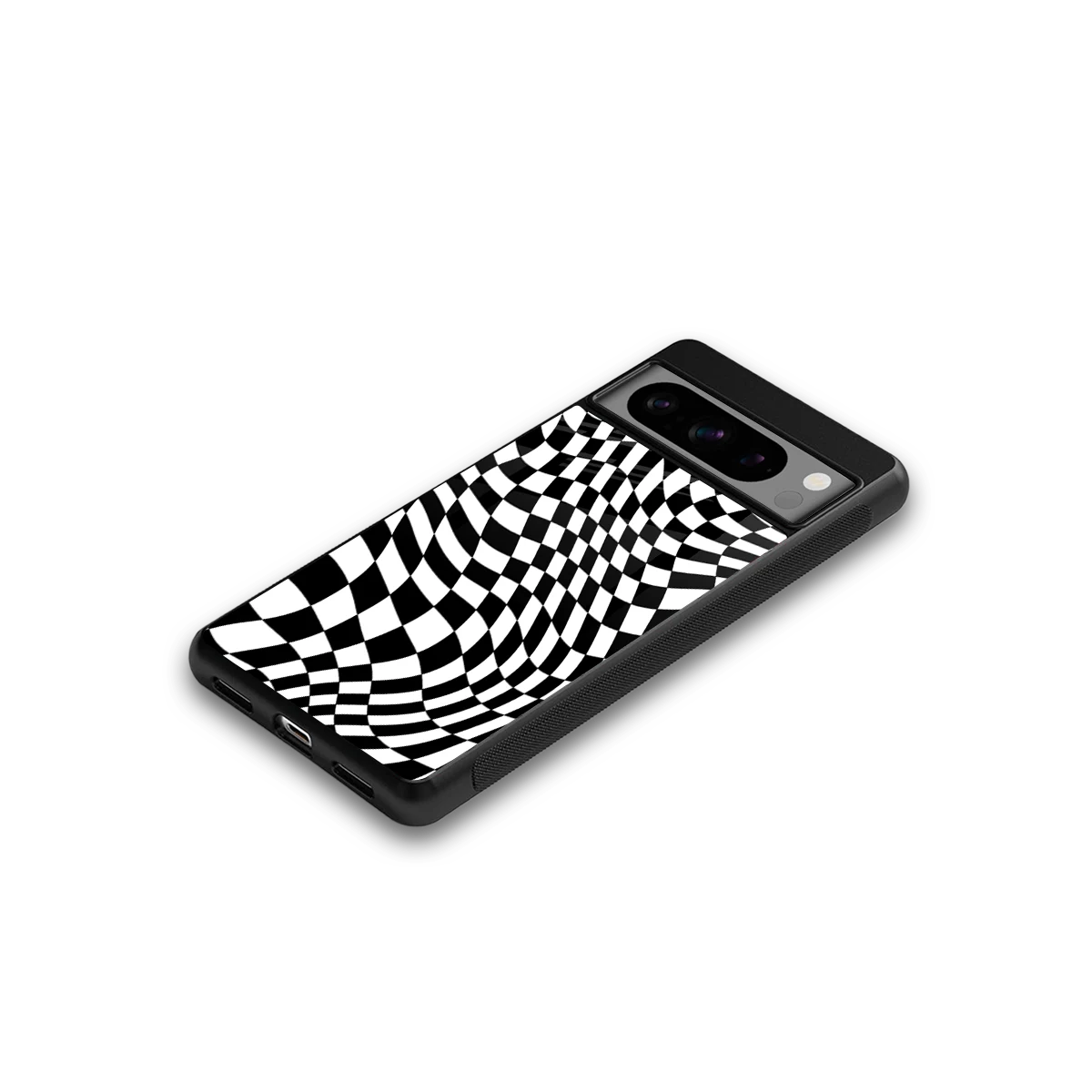 Trippy BW Checkers google pixel 8 pro mobile cover | shockproof glass phone case