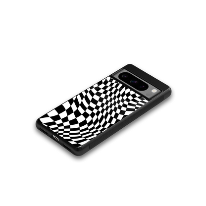 Trippy BW Checkers google pixel 8 pro mobile cover | shockproof glass phone case