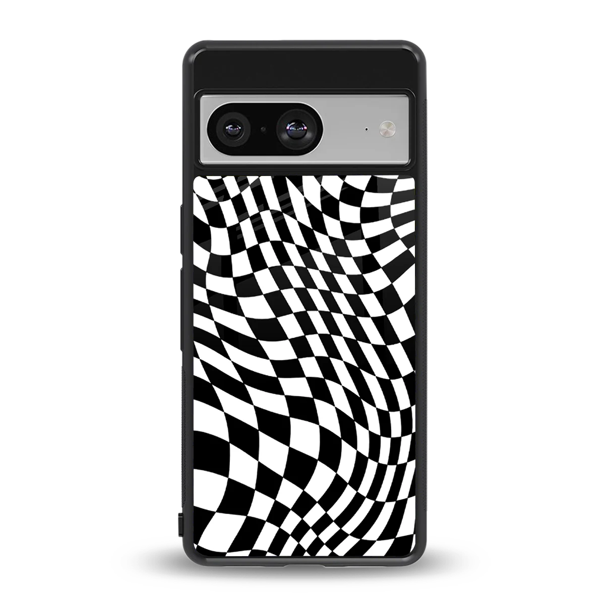 Trippy BW Checkers back phone cover | glass case for google pixel 8