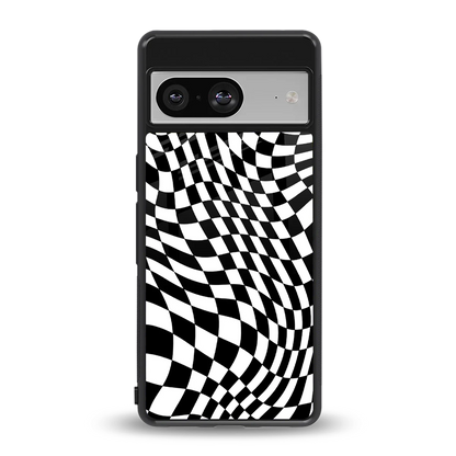 Trippy BW Checkers back phone cover | glass case for google pixel 8