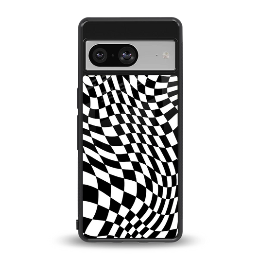 Trippy BW Checkers back phone cover | glass case for google pixel 8