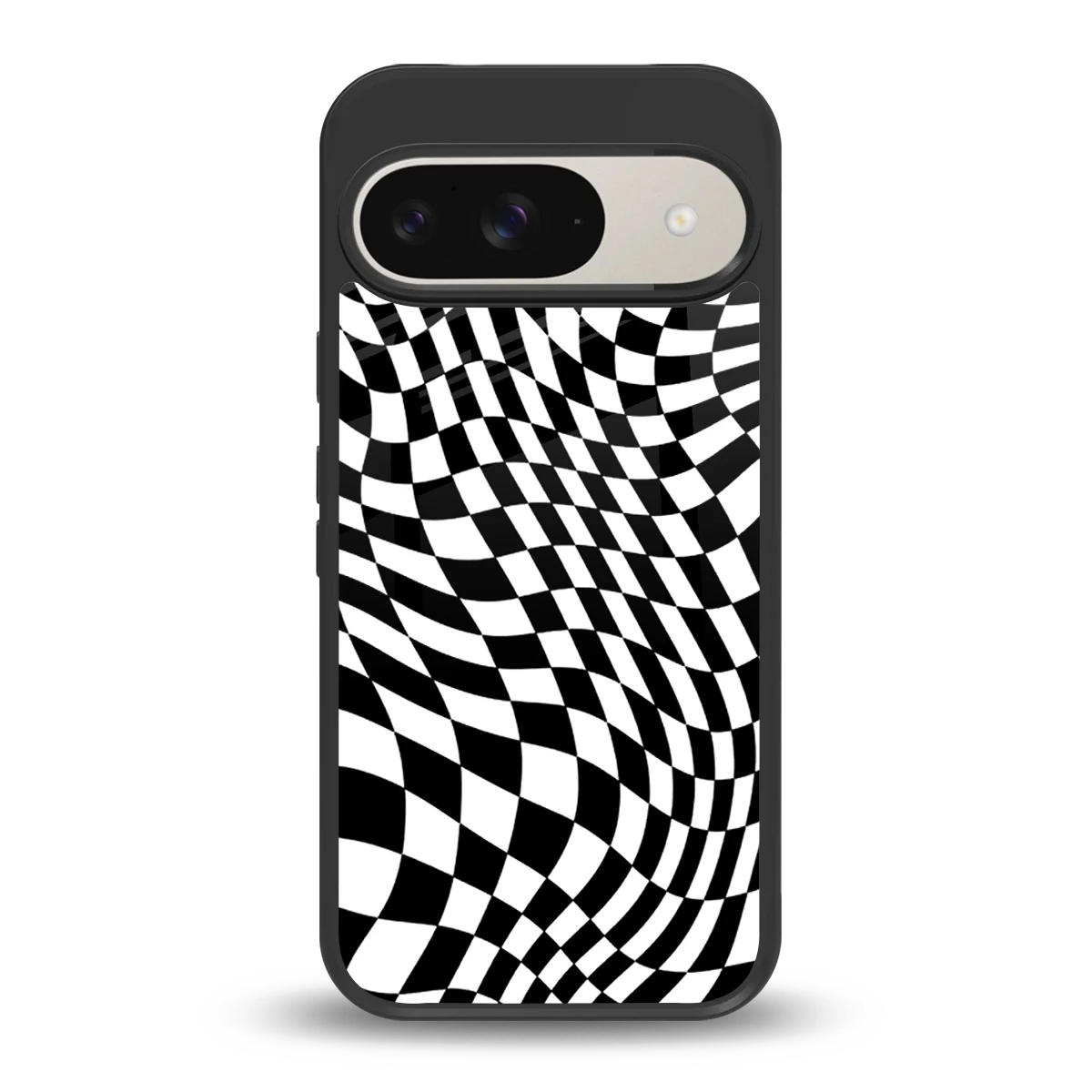 Trippy BW Checkers back phone cover | glass case for google pixel 9